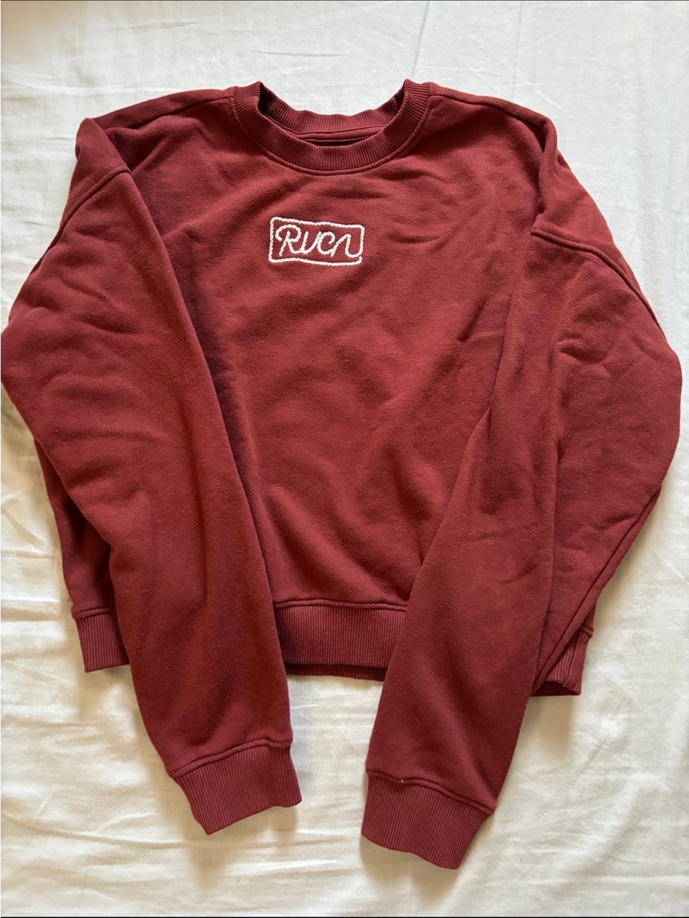 RVCA Burgundy Crewneck with White Script Logo